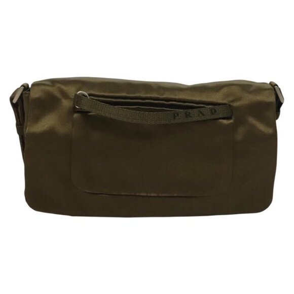 PRADA Shoulder Bag Satin Green Silver Auth 129632 - Picture 2 of 16